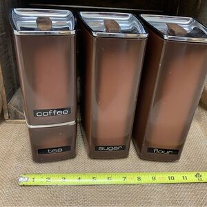 Brown Canister Set for Coffee, Tea, and Sugar